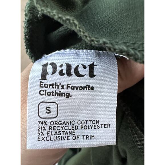 Pact Women’s Faux Wrap Jumpsuit Small Organic Cotton Blend Long Sleeve Green - Picture 8 of 8